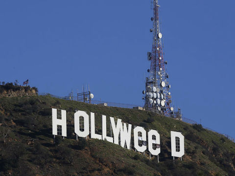 「Hollywood（ハリウッド）」サインが「Hollyweed（大麻）」に、カリフォルニア州の大麻合法化を祝う？