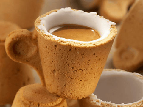 究極の一体化 クッキー製の美味しく食べられるコーヒーカップ Buzzap