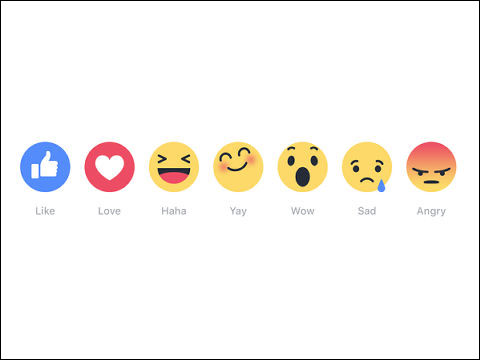 Facebook いいね に加え新たに6つの感情を表すリアクションボタン