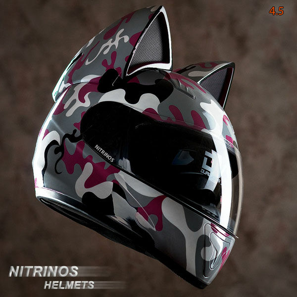 フルフェイスヘルメット バイク猫耳付き可愛い猫耳バイクヘルメットSサイズカラー3